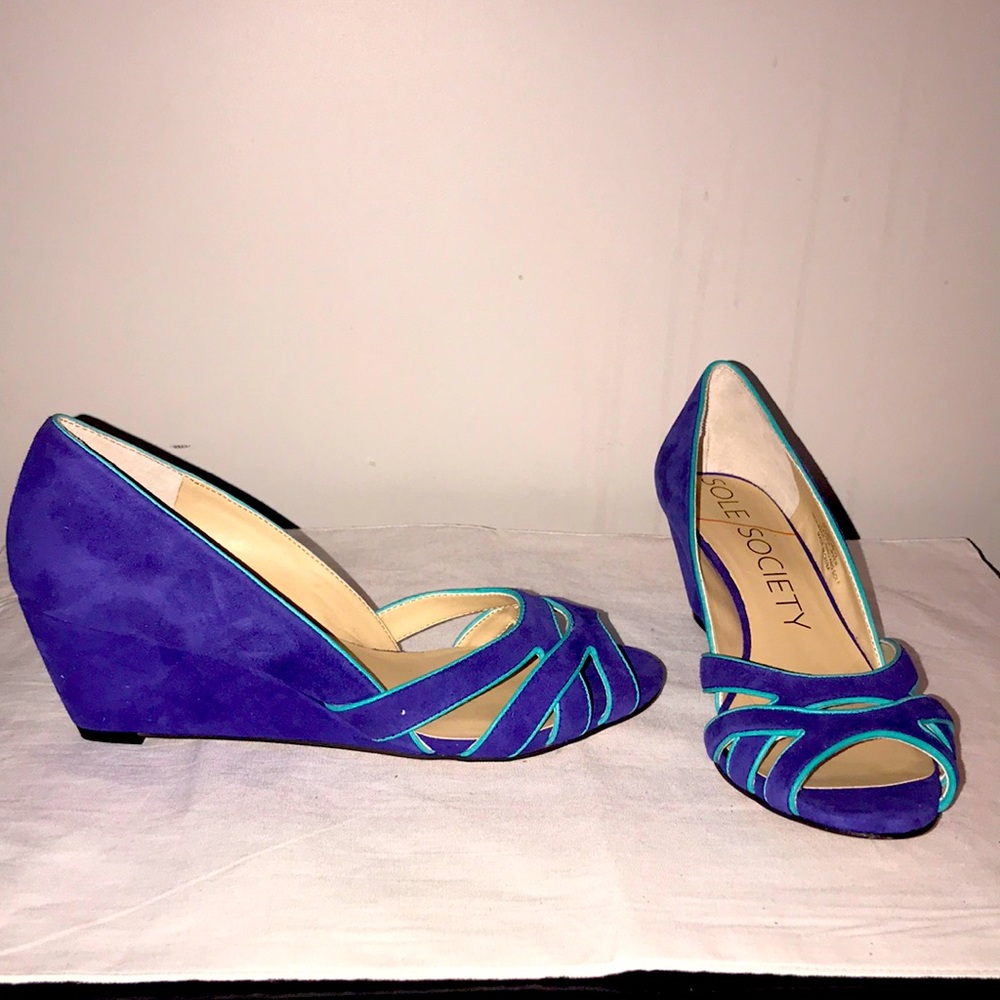 Sole Society | So Danna Suede Peep Toe Caged wedge